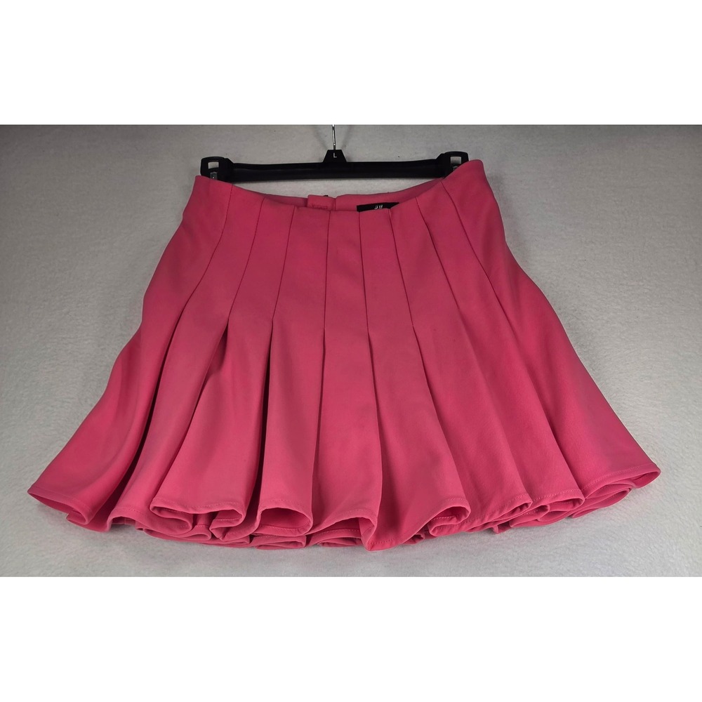 HM Pink Pleated Mini Skirt Womens Size 6 Skater High Waist Barbiecore Preppy